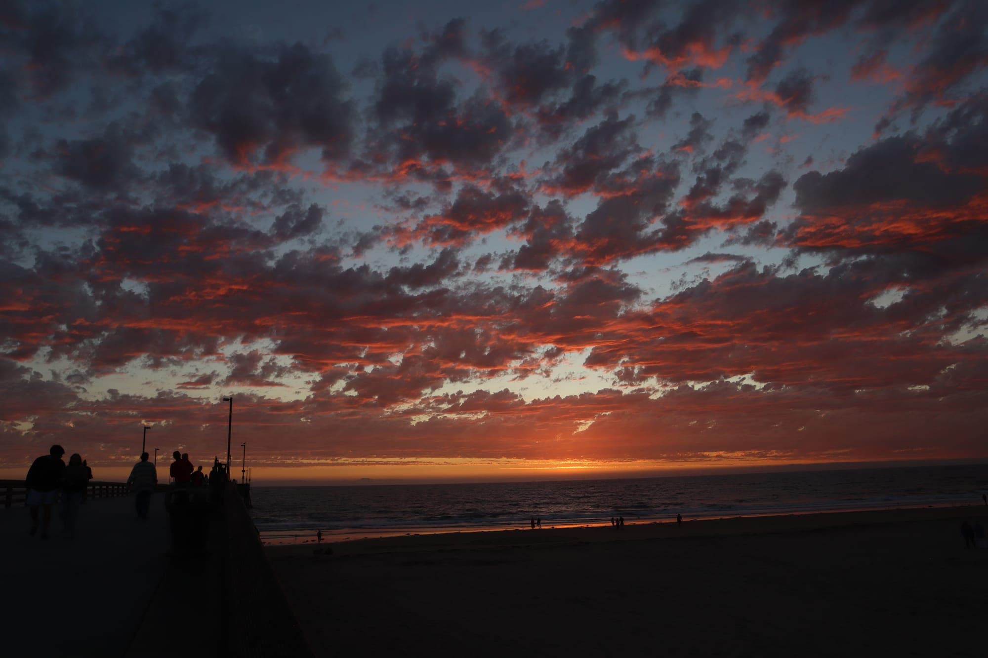 Pier Sunset Red Clouds
